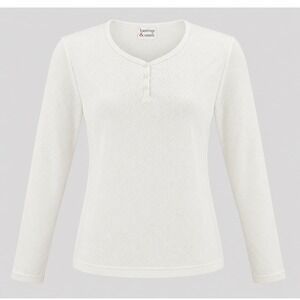 Vintage Hasting & Smith White Pointelle Henley Thermal Top Womens Small Y2K